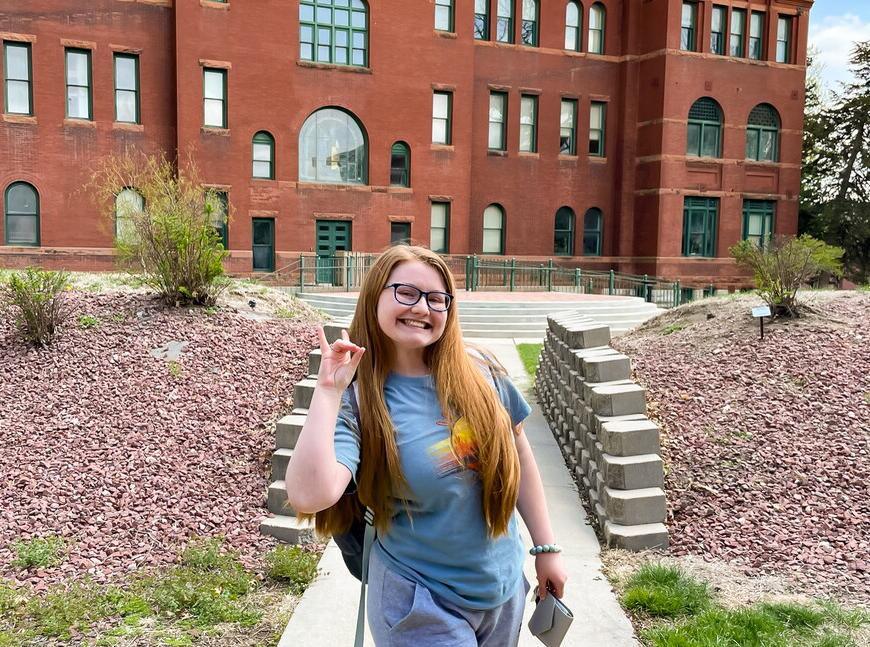 Cushman image in front of Old Main