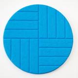 On an oval canvas is light blue color